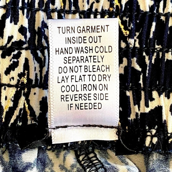 IMAN Global Chic Pants Luxury Wide Leg Style Blue/Gold/Cream Women M Average - Picture 9 of 11